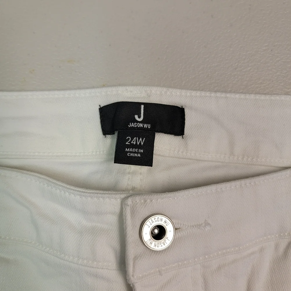 J Jason Wu‎ Colored Denim Straight Leg Cropped Jeans White Plus Size 24W - Picture 4 of 5